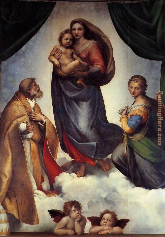 The Sistine Madonna painting - Raphael The Sistine Madonna art painting